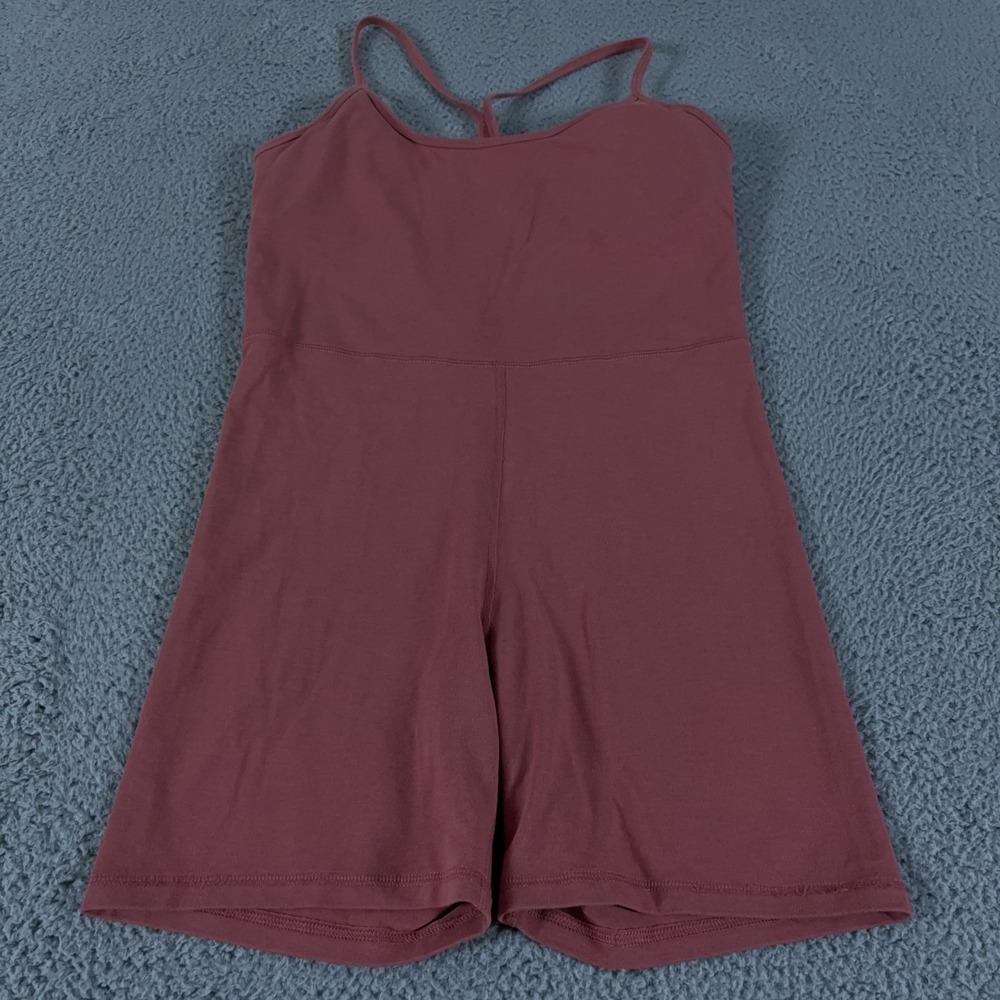 Old Navy Bodysuit Womens L Pink Cami Active PowerChill Removable Cups Shorts Bib